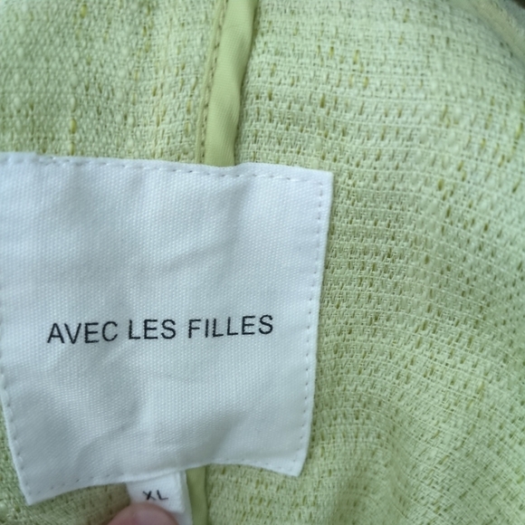Avec Les Filles Hoodie Jacket Green/Yellow Knit Size XL - Picture 8 of 8